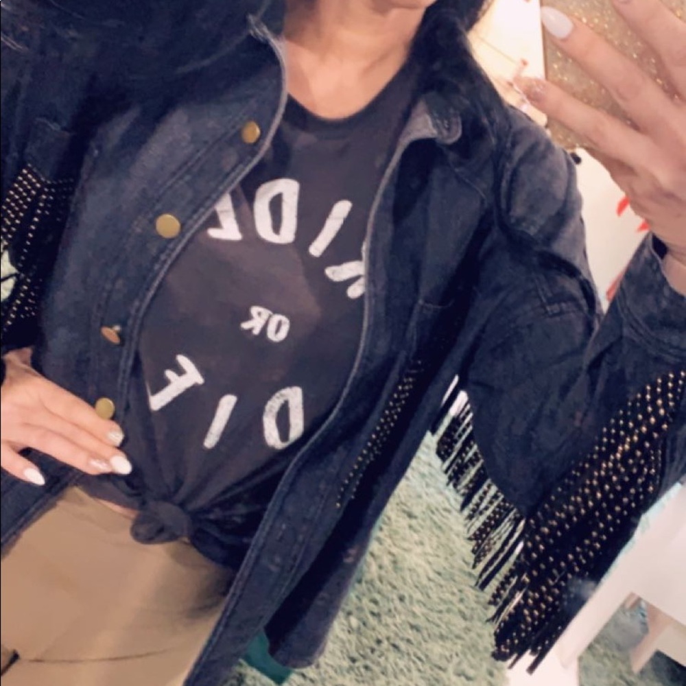 Denim jacket with fringe